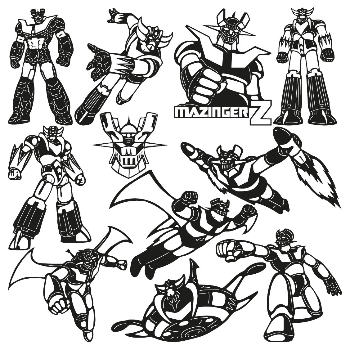 Retro Anime Heroes: Grendizer & Great Mazinger DXF Files | Metal Wall Art