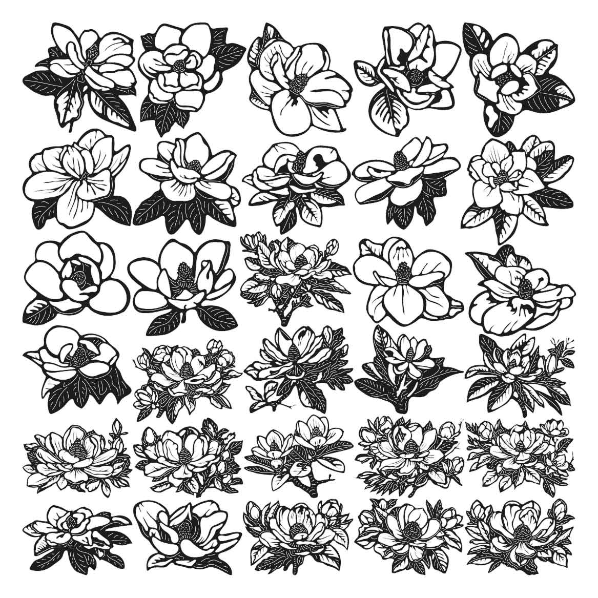 Iconic Southern Magnolia Flowers DXF Files | Timeless Metal Wall Art
