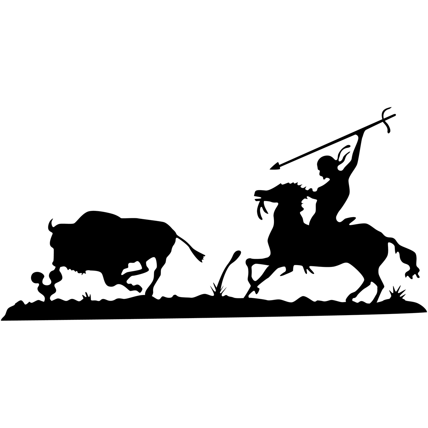 Bull Hunting Scene Free DXF file-Cut Ready for cnc machines-DXFforCNC.com