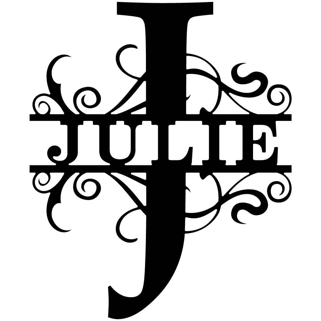 Letter J name JULIE with ornaments-DXF files cut ready for cnc machines-dxfforcnc.com