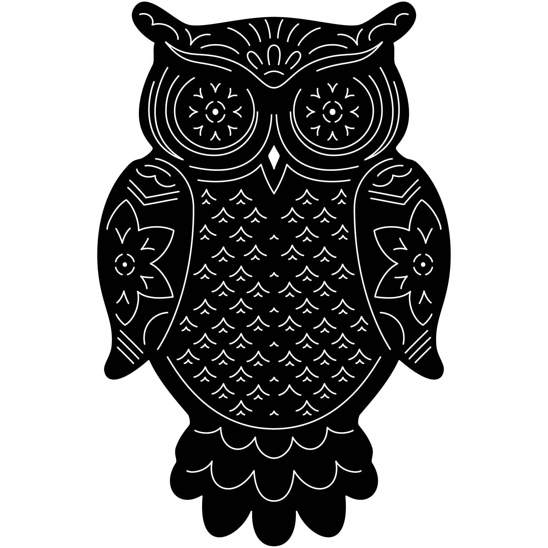 Owl Ornamental-DXF filec ut ready for cnc machines-DXFforCNC.com