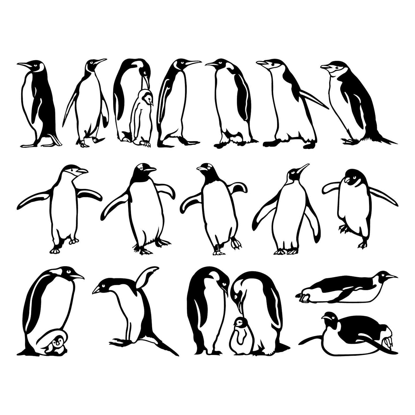 Penguins Aquatic Flightless Birds-DXF files Cut Ready CNC Designs-DXFforCNC.com