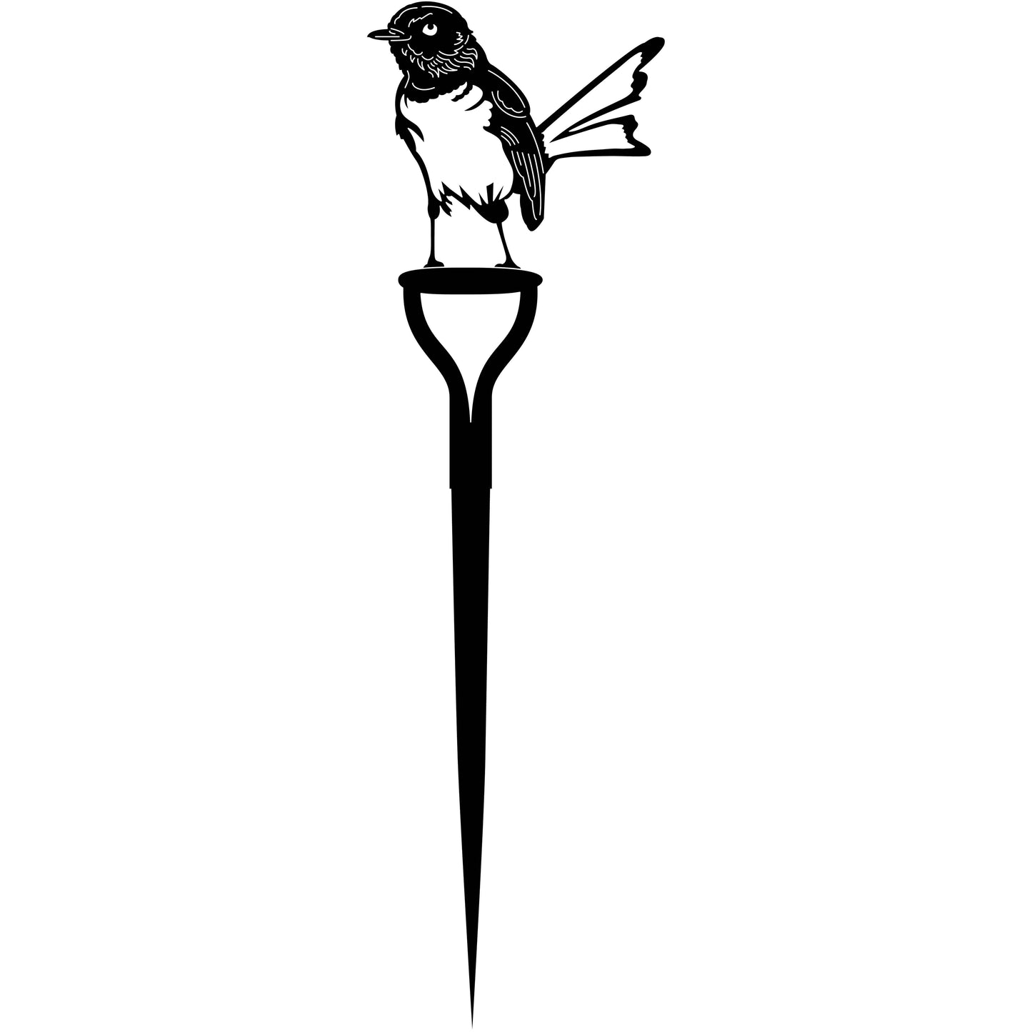 Willy Wagtail Bird View on a Shovel Handle-DXF files Cut Ready for CNC-DXFforCNC.com