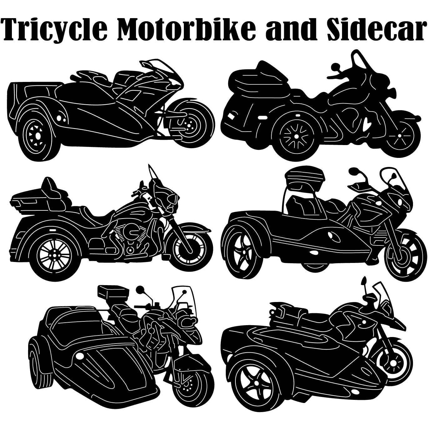 Fancy DXF Files  Stunning Tricycle Motorbike and Sidecar CNC Compatib –  DXFforCNC