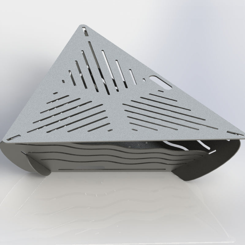 Collapsible Triangle Fire Pit DXF for CNC Wavy design with Grill-DXFforCNC.com