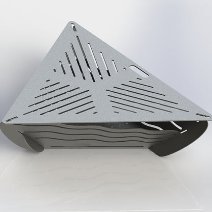 Collapsible Triangle Fire Pit DXF for CNC Wavy design with Grill-DXFforCNC.com