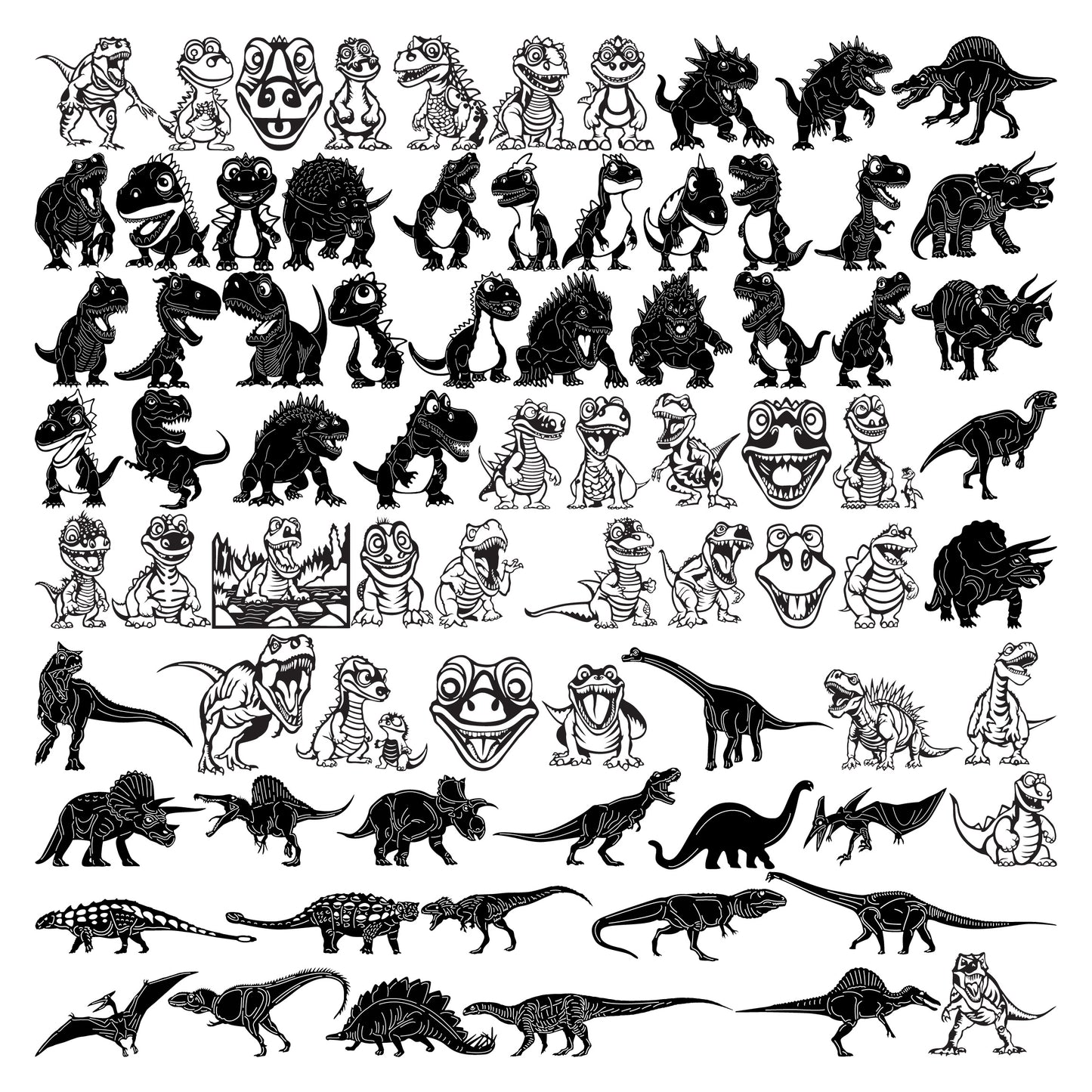 Exotic Animals DXF Files | Dinosaurs CNC Cutting Design-DXFforCNC.com