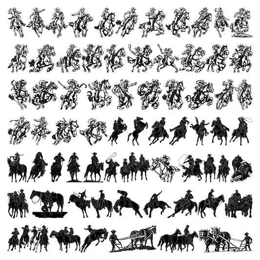 Texas Cowboys and Cowgirls DXF files cut ready for CNC-DXFforCNC.com