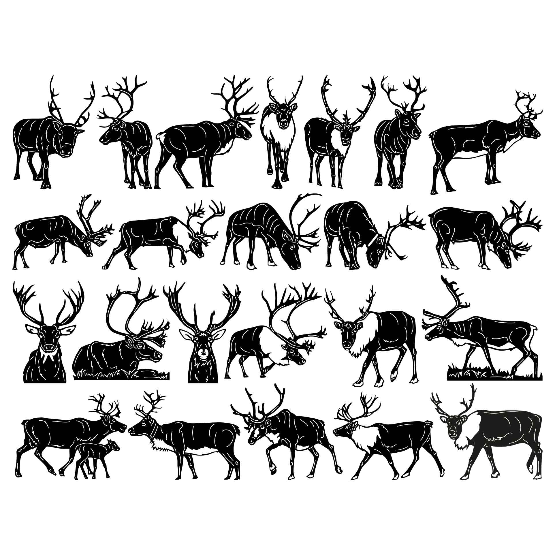 Reindeer or American Caribou-DXF files Cut Ready for CNC-DXFforCNC.com