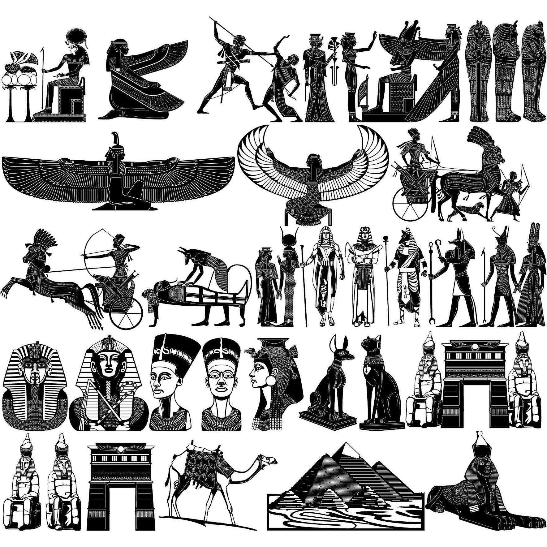 Ancient Egyptian Pharaohs-DXF files Cut Ready for CNC-DXFforCNC.com