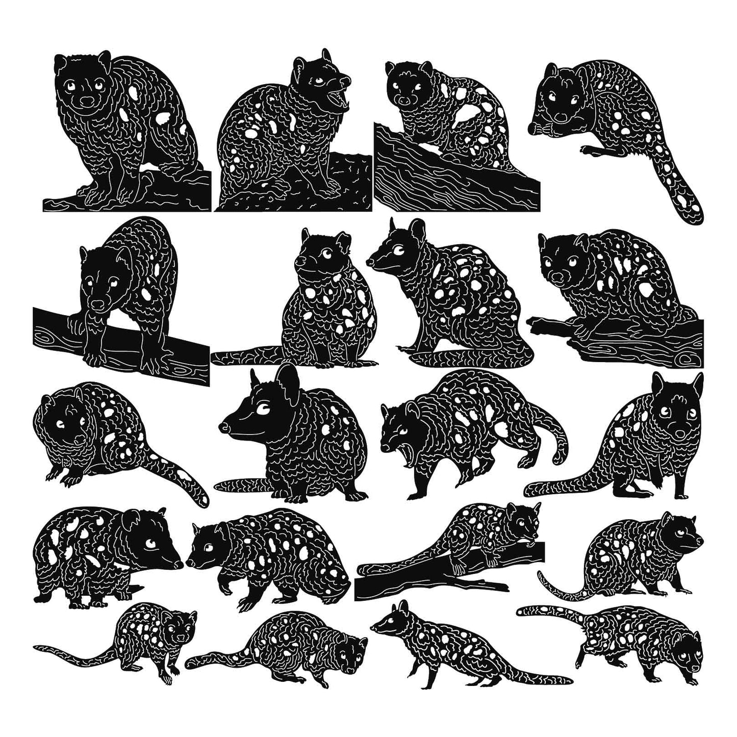 Australian Spotted-tailed Quolls-DXF files Cut Ready for CNC-DXFforCNC.com