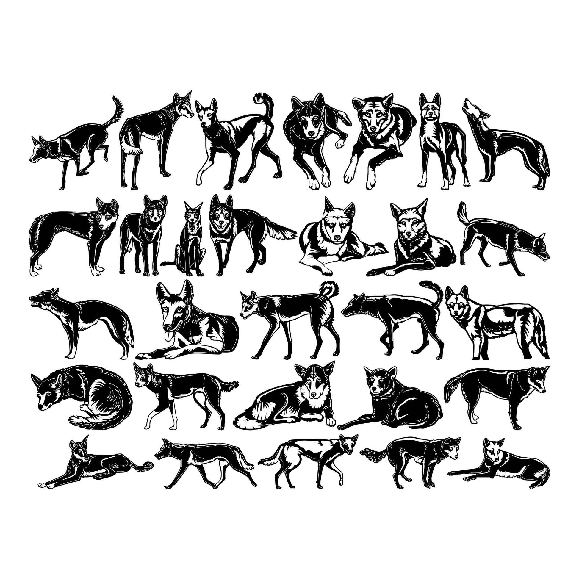 Australian Wild Dogs Dingo-DXF files Cut Ready for CNC-DXFforCNC.com