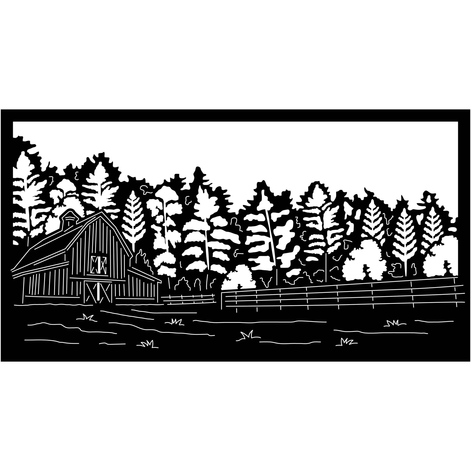 Barn and Trees Scene-DXF files Cut Ready for CNC-DXFforCNC.com