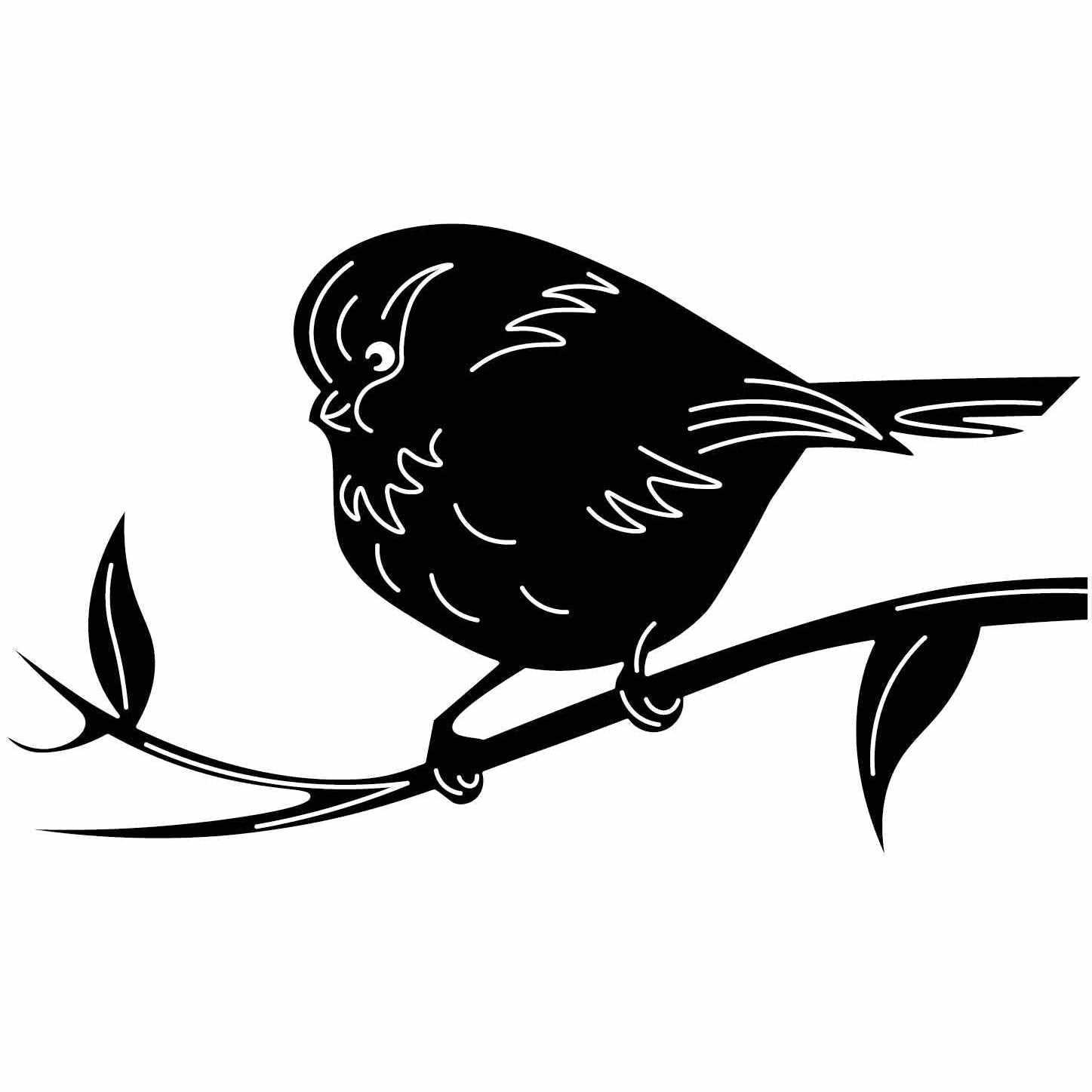 Bird on Branch with Leaves Free-DXF files Cut Ready CNC Designs-DXFforCNC.com