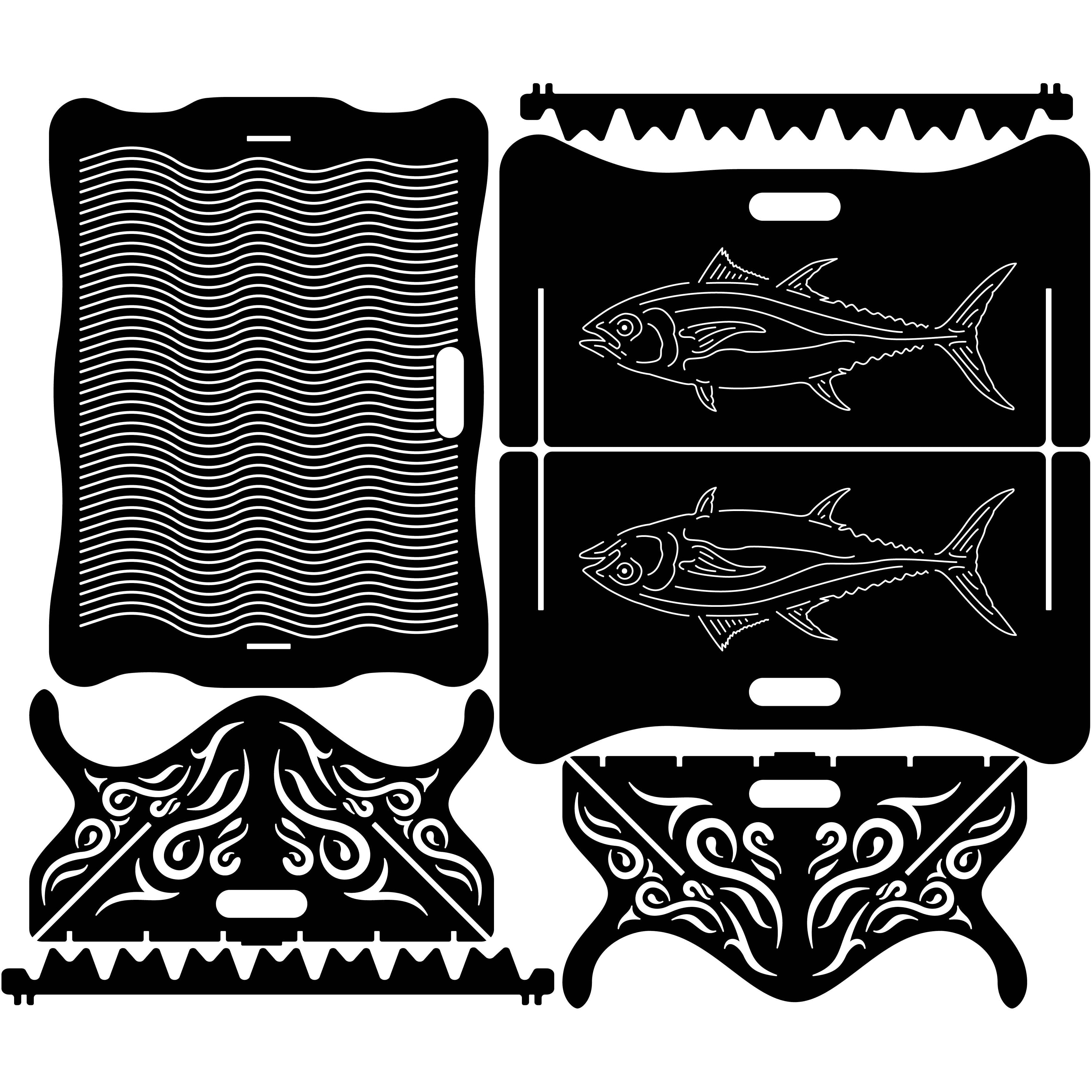 Sea Fishes Collapsible Fire Pits-DXF files cut ready for CNC machines-dxfforcnc.com