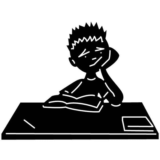 Boy Studying Free DXF File for CNC Machines-DXFforCNC.com