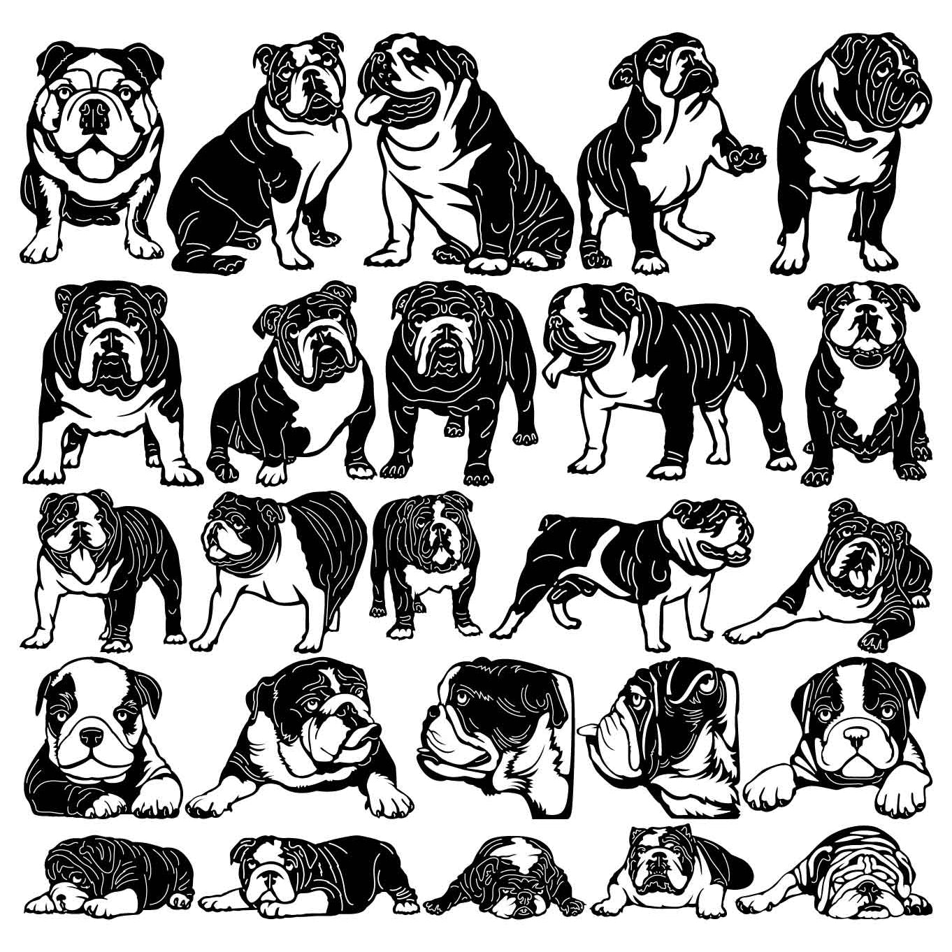 Bulldogs Dogs-DXF files Cut Ready for CNC-DXFforCNC.com
