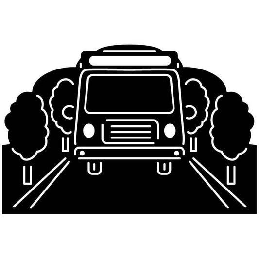 Bus on Road Free DXF File for CNC Machines-DXFforCNC.com