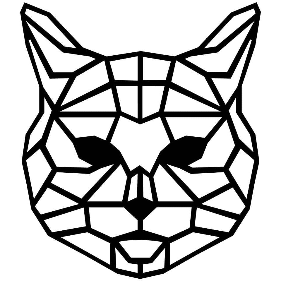 Cat Face Geometric-DXF files Cut Ready for CNC-DXFforCNC.com