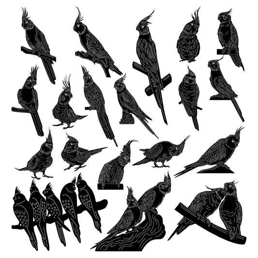 Cockatiel Parrot Bird-DXF files Cut Ready for CNC-DXFforCNC.com