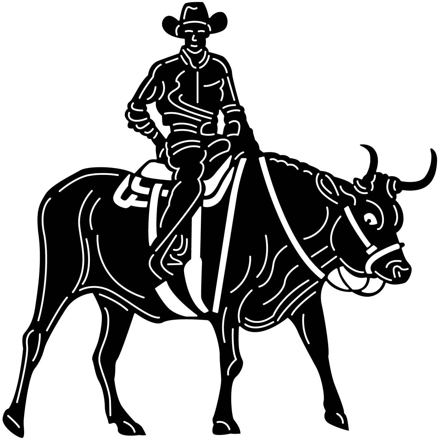 Cowboy and Bull Views-DXF files cut ready for cnc -DXFforCNC.com