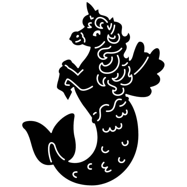 Cute Mermaid Unicorn Magic Fairy Horse Free DXF File for CNC Machines-DXFforCNC.com