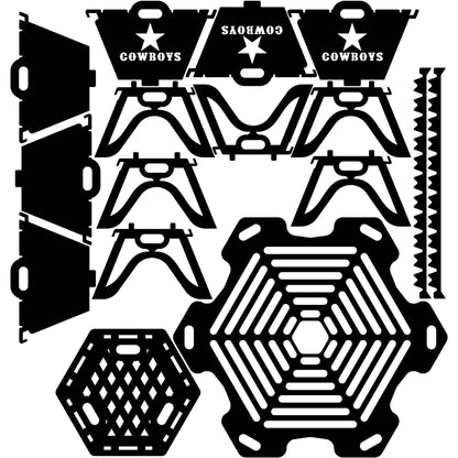 Fire Pit Hexagon Collapsible Portable Dallas Cowboys NFL-DXF files-dxfforcnc.com