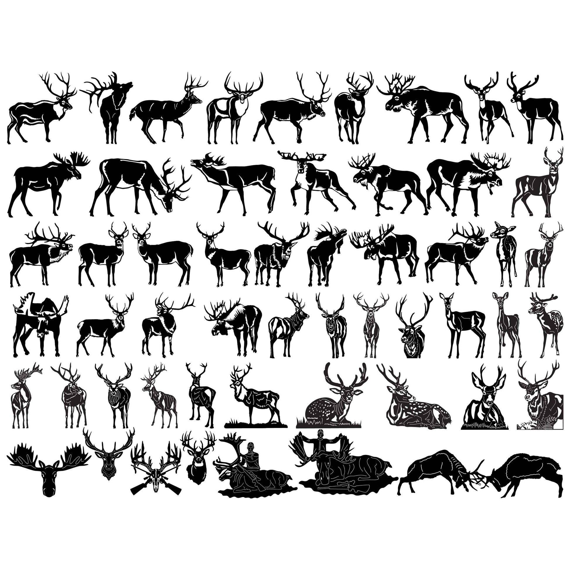 Deers Elks Moose-DXF files Cut Ready for CNC-DXFforCNC.com