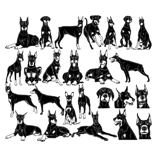 Doberman Pinscher Dogs-DXF files Cut Ready for CNC-DXFforCNC.com