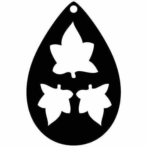 Earring Tears Drop with Leaves Free DXF files cut ready for CNC-DXFforCNC.com