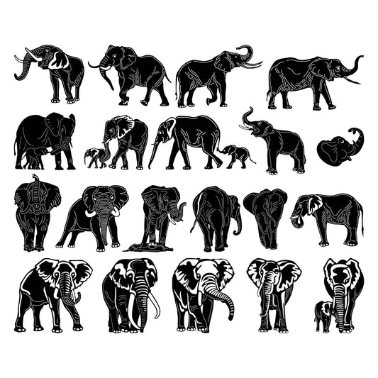 Elephants-DXF files Cut Ready for CNC-DXFforCNC.com