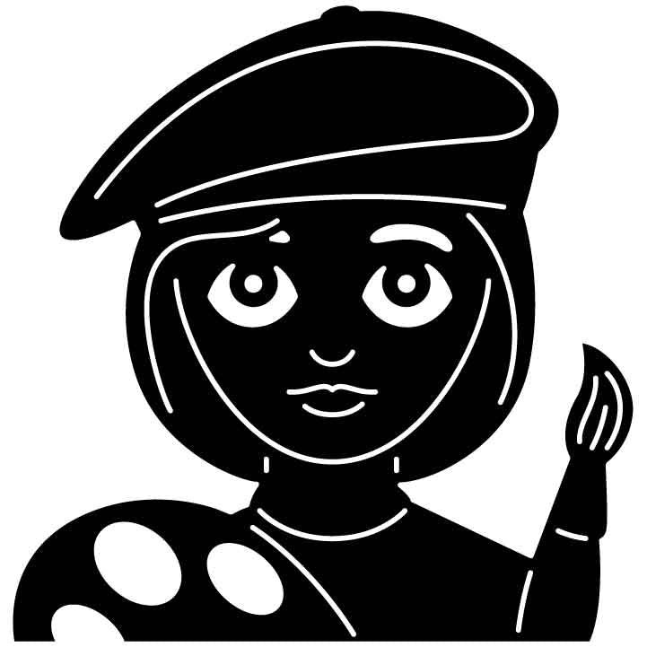 Emoji Artist Woman Free DXF File for CNC Machines-DXFforCNC.com