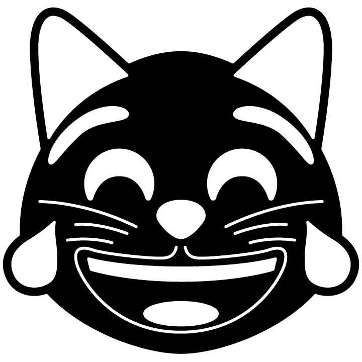 Emoji Cat with Tears of Joy Free DXF File for CNC Machines-DXFforCNC.com