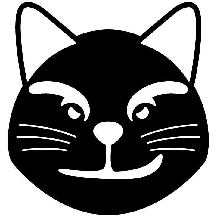 Emoji Cat with Wry Smile Free DXF File for CNC Machines-DXFforCNC.com