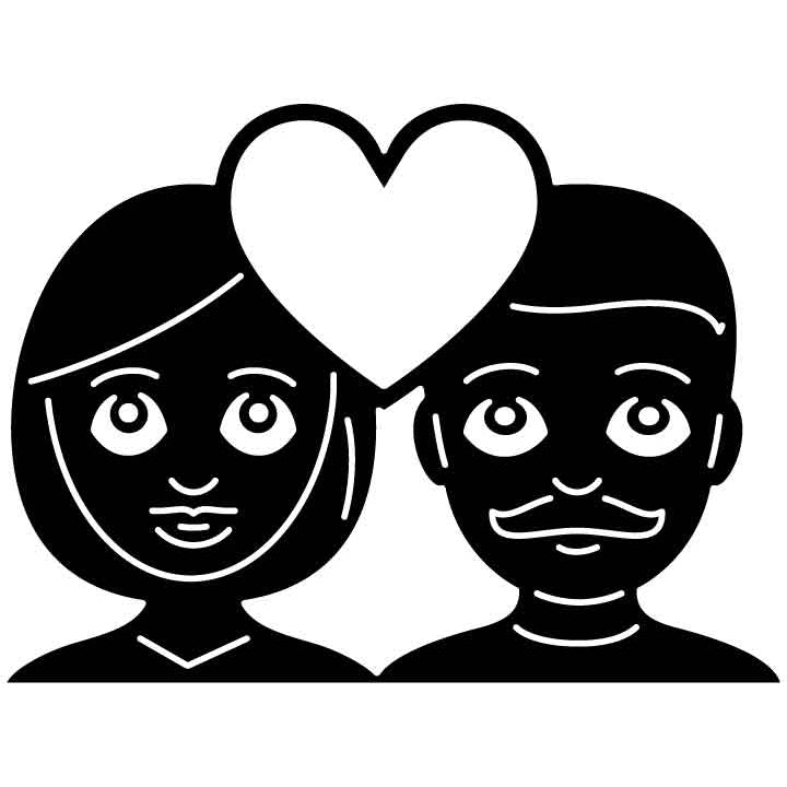 Emoji Couple with Heart Free DXF File for CNC Machines-DXFforCNC.com