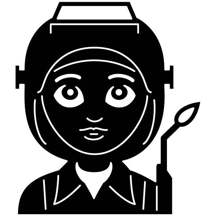 Emoji Factory Worker Woman with Hair Free DXF File for CNC Machines-DXFforCNC.com