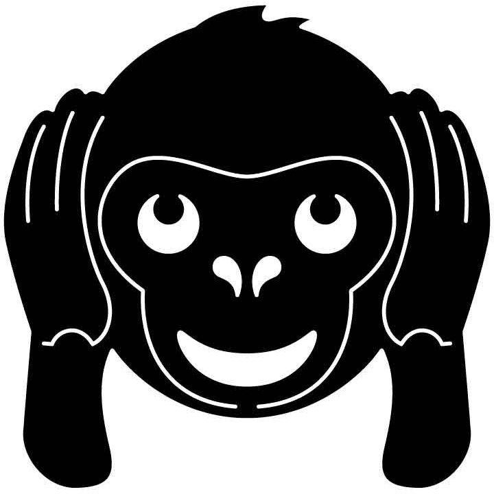 Emoji Hear no Evil Monkey Free DXF File for CNC Machines-DXFforCNC.com