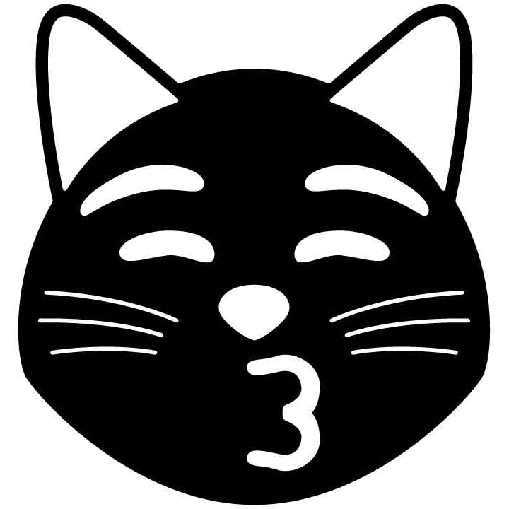 Emoji Kissing Cat Free DXF File for CNC Machines-DXFforCNC.com
