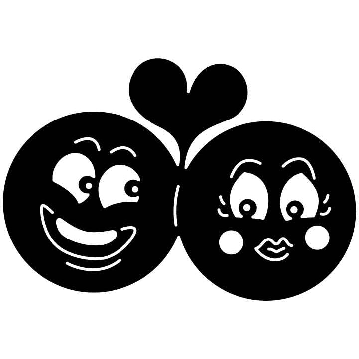 Emoji Lovely Couple Smiley Free DXF File for CNC Machines-DXFforCNC.com