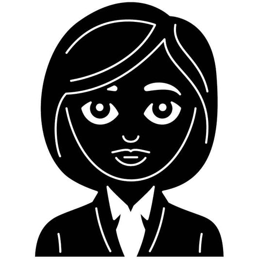Emoji Ofice Worker Woman Long Hair Free DXF File for CNC Machines-DXFforCNC.com