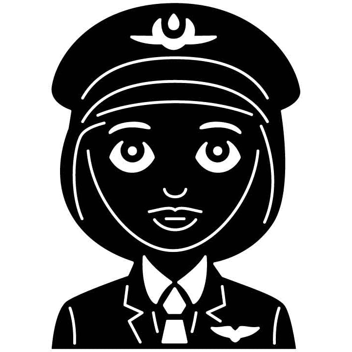 Emoji Pilot Woman Free DXF File for CNC Machines-DXFforCNC.com