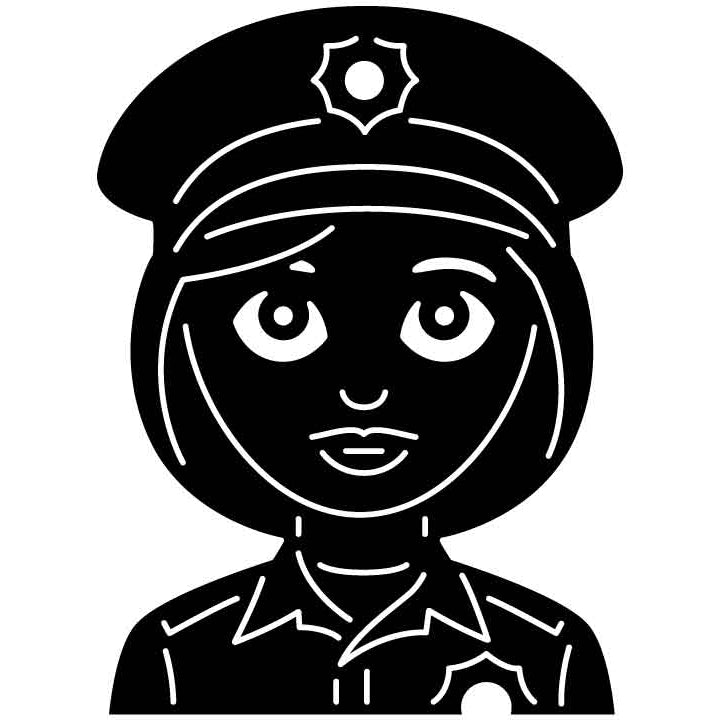 Emoji Police Officer Woman Free DXF File for CNC Machines-DXFforCNC.com