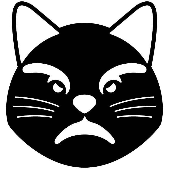 Emoji Pouting Cat Free DXF File for CNC Machines-DXFforCNC.com