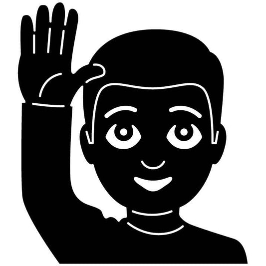 Emoji Raising Hand Boy Free DXF File for CNC Machines-DXFforCNC.com