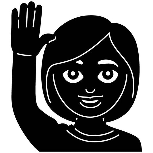 Emoji Raising Hand Girl Free DXF File for CNC Machines-DXFforCNC.com