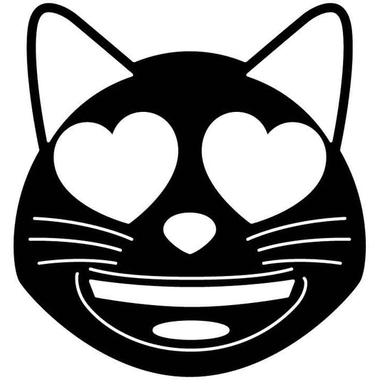 Emoji Smiling Cat with Heart Eyes Free DXF File for CNC Machines-DXFforCNC.com