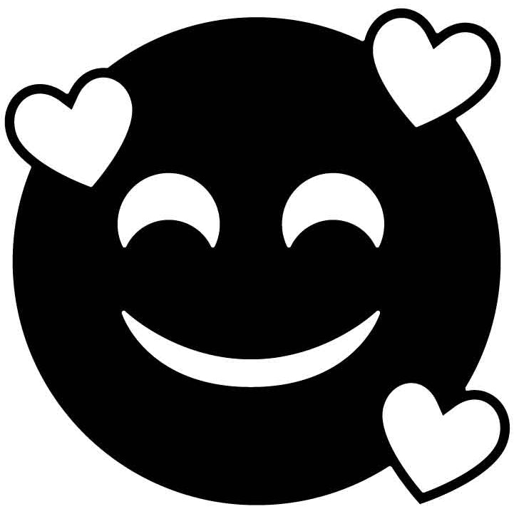 Emoji Smiling Face with Hearts Eyes Free DXF File for CNC Machines-DXFforCNC.com