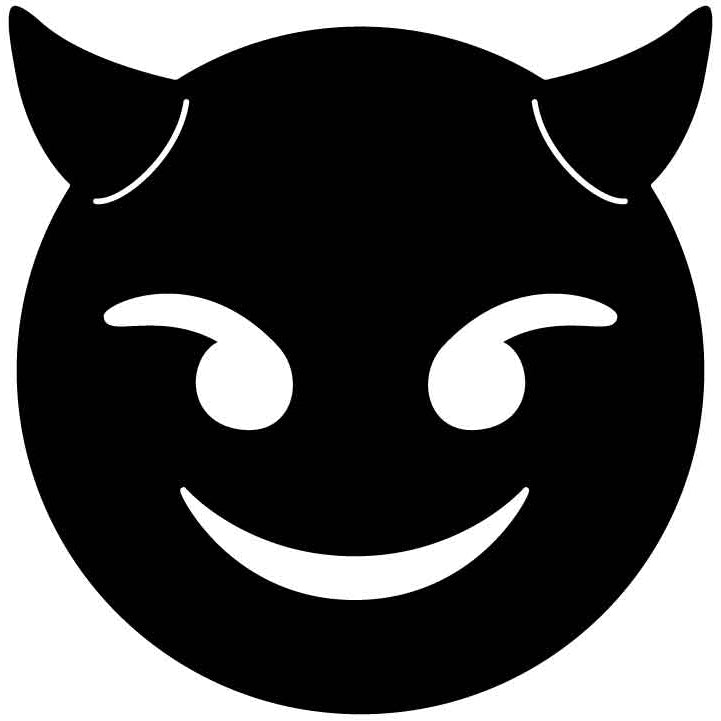 Emoji Smiling Face with Horns Free DXF File for CNC Machines-DXFforCNC.com