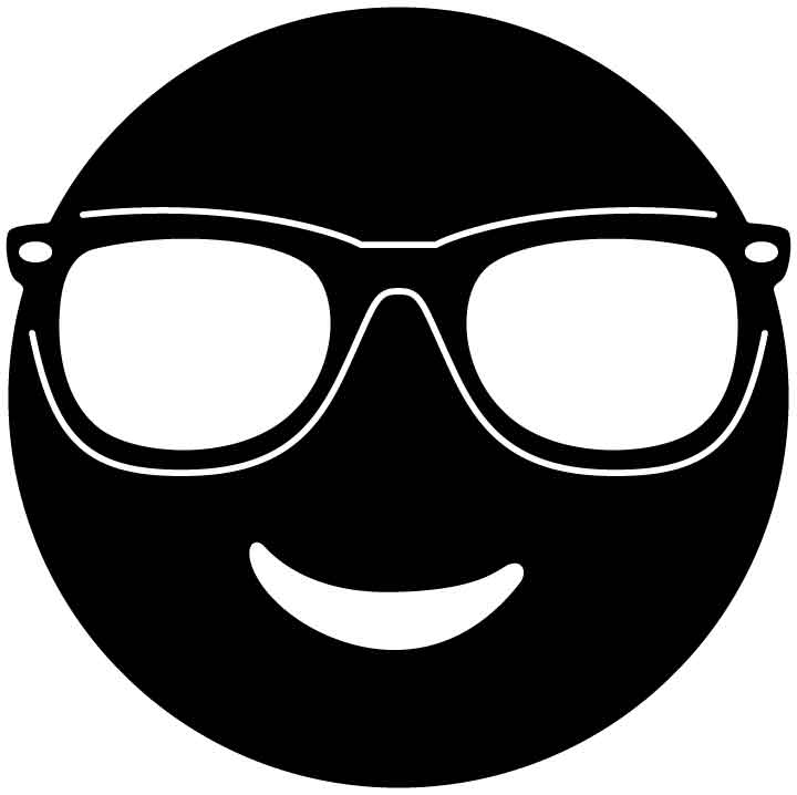 Emoji Smiling Face with Sunglasses Free DXF File for CNC Machines-DXFforCNC.com