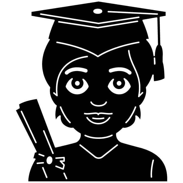 Emoji Student Girl Free DXF File for CNC Machines-DXFforCNC.com